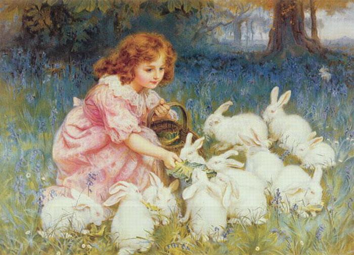 Frederick Morgan Feeding the Rabbits